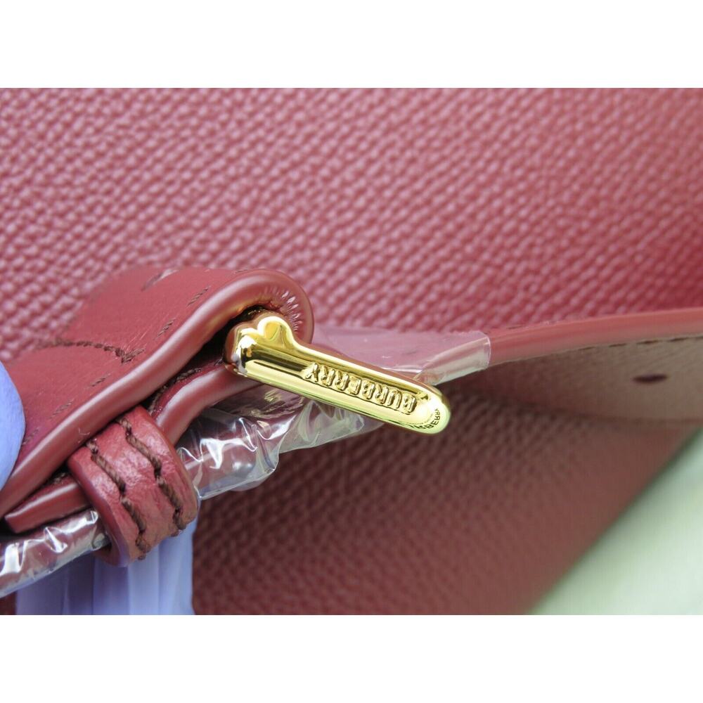$1790 BURBERRY BANNER BURGUNDY LEATHER CHECK CANVAS SHOULDER MEDIUM TOTE BAG - Picture 10 of 15